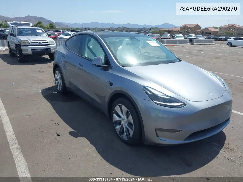 2024 Tesla Model Y Long Range Dual Motor All-Wheel Drive VIN: 7SAYGDEE6RA290270 Lot: 39913734