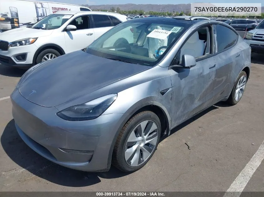 2024 Tesla Model Y Long Range Dual Motor All-Wheel Drive VIN: 7SAYGDEE6RA290270 Lot: 39913734