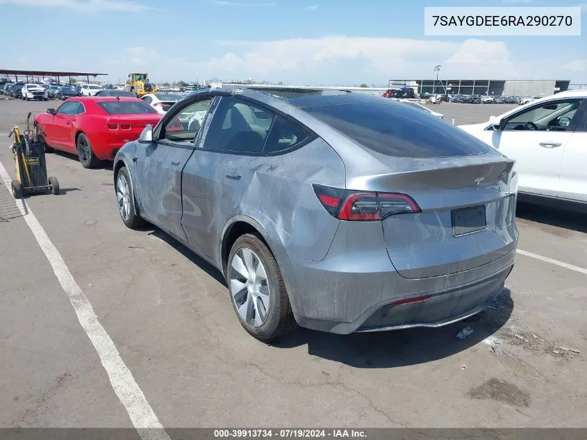 2024 Tesla Model Y Long Range Dual Motor All-Wheel Drive VIN: 7SAYGDEE6RA290270 Lot: 39913734