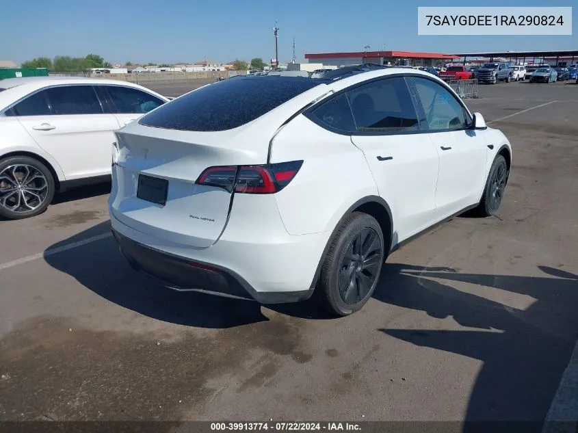 2024 Tesla Model Y Long Range Dual Motor All-Wheel Drive VIN: 7SAYGDEE1RA290824 Lot: 39913774