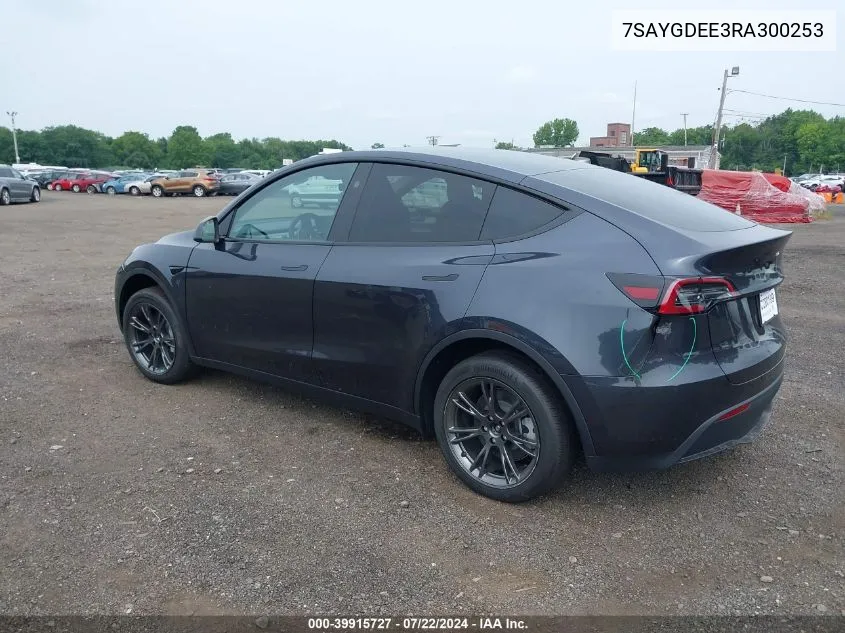 2024 Tesla Model Y Long Range Dual Motor All-Wheel Drive VIN: 7SAYGDEE3RA300253 Lot: 39915727