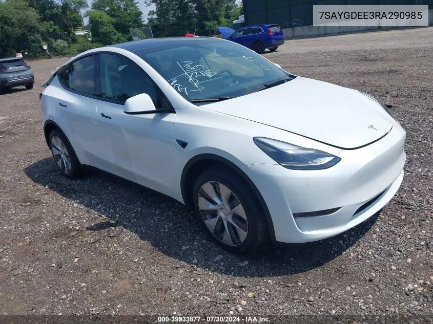 2024 Tesla Model Y Long Range Dual Motor All-Wheel Drive VIN: 7SAYGDEE3RA290985 Lot: 39933877