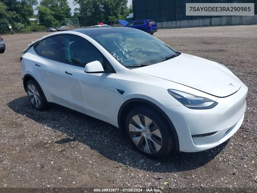 2024 Tesla Model Y Long Range Dual Motor All-Wheel Drive VIN: 7SAYGDEE3RA290985 Lot: 39933877