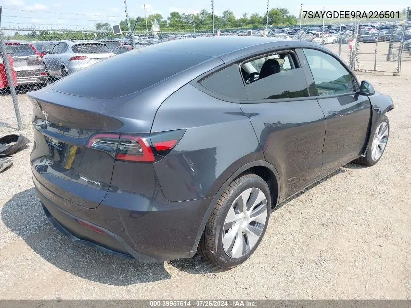 2024 Tesla Model Y VIN: 7SAYGDEE9RA226501 Lot: 39957514