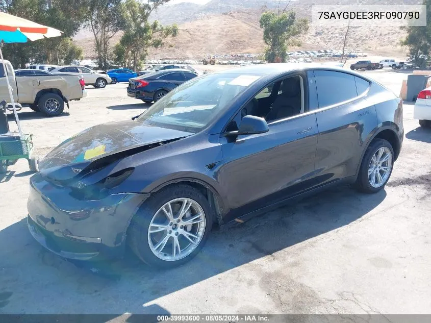 2024 Tesla Model Y Long Range Dual Motor All-Wheel Drive VIN: 7SAYGDEE3RF090790 Lot: 39993600