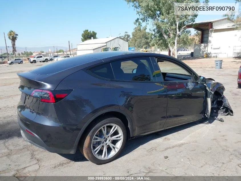 2024 Tesla Model Y Long Range Dual Motor All-Wheel Drive VIN: 7SAYGDEE3RF090790 Lot: 39993600