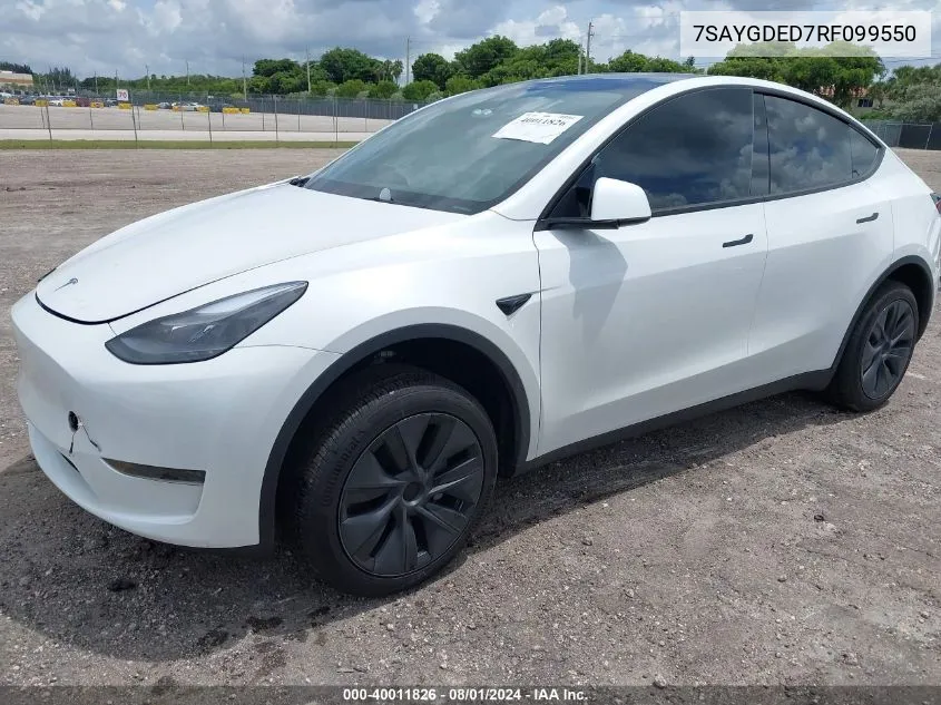 2024 Tesla Model Y Long Range/Rwd VIN: 7SAYGDED7RF099550 Lot: 40011826