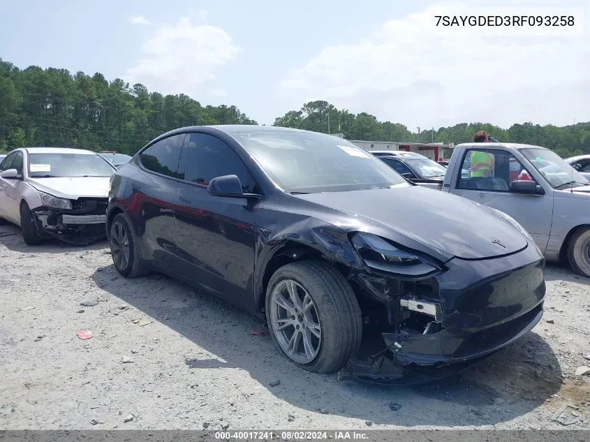 7SAYGDED3RF093258 2024 Tesla Model Y Long Range/Rwd