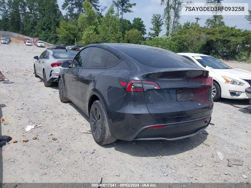 7SAYGDED3RF093258 2024 Tesla Model Y Long Range/Rwd