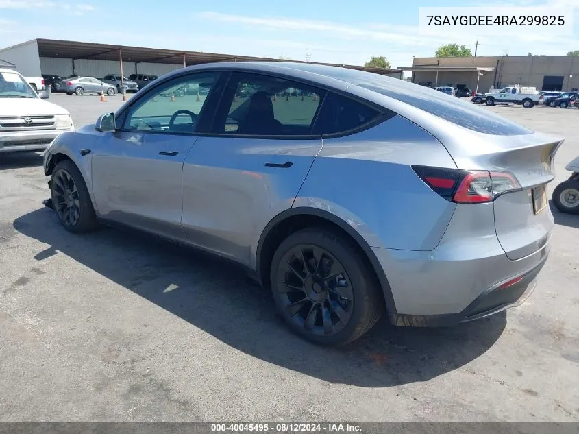 2024 Tesla Model Y Long Range Dual Motor All-Wheel Drive VIN: 7SAYGDEE4RA299825 Lot: 40045495