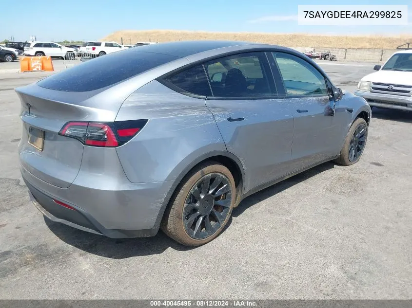 2024 Tesla Model Y Long Range Dual Motor All-Wheel Drive VIN: 7SAYGDEE4RA299825 Lot: 40045495