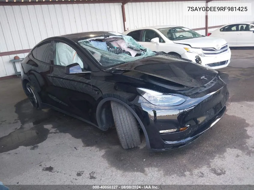 2024 Tesla Model Y Long Range Dual Motor All-Wheel Drive VIN: 7SAYGDEE9RF981425 Lot: 40058327