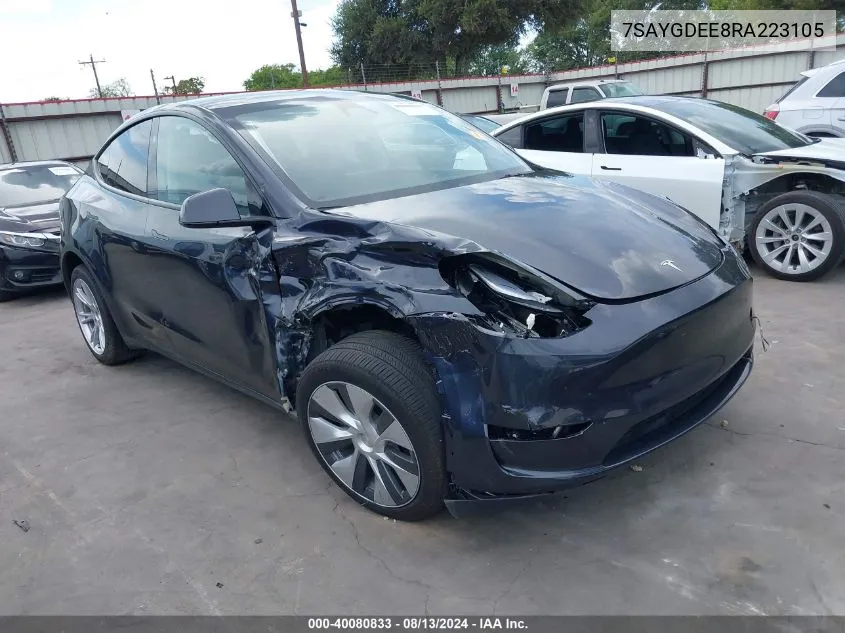 2024 Tesla Model Y Long Range Dual Motor All-Wheel Drive VIN: 7SAYGDEE8RA223105 Lot: 40080833