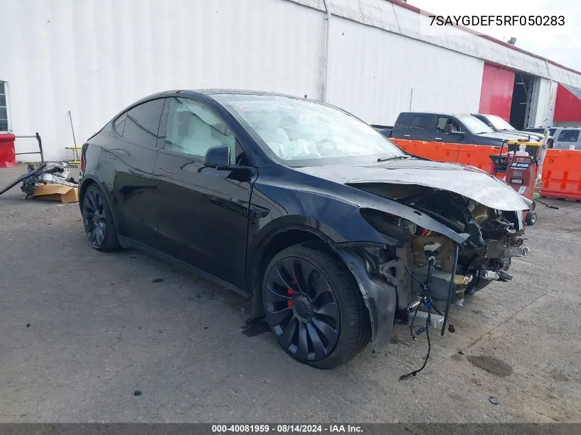 2024 Tesla Model Y Performance Dual Motor All-Wheel Drive VIN: 7SAYGDEF5RF050283 Lot: 40081959