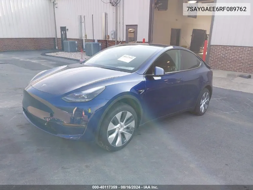 2024 Tesla Model Y Long Range Dual Motor All-Wheel Drive VIN: 7SAYGAEE6RF089762 Lot: 40117359