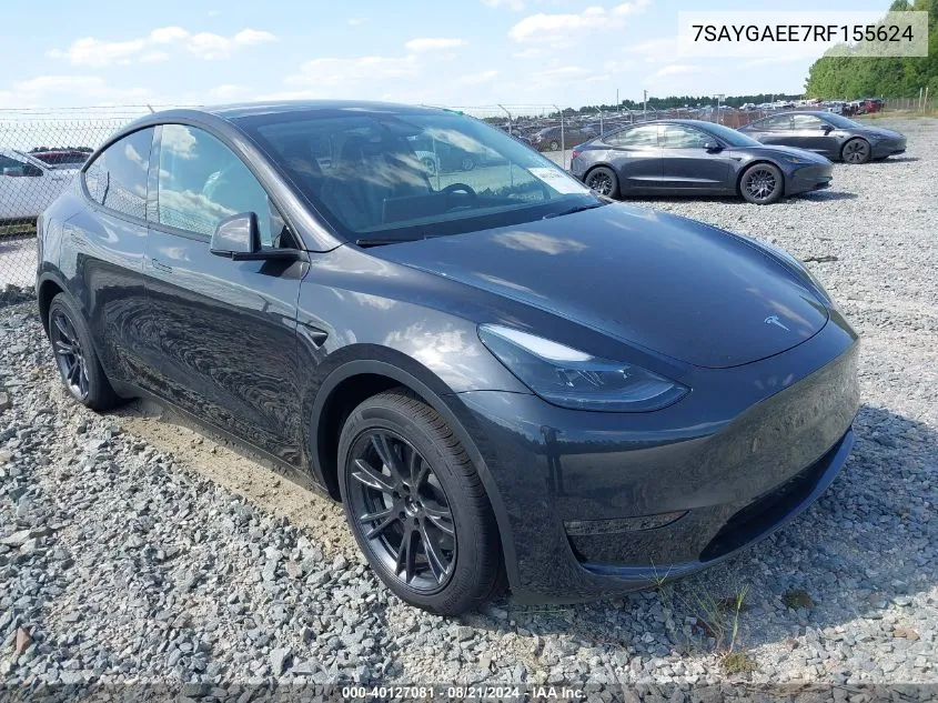 2024 Tesla Model Y Long Range Dual Motor All-Wheel Drive VIN: 7SAYGAEE7RF155624 Lot: 40127081