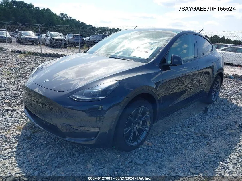 2024 Tesla Model Y Long Range Dual Motor All-Wheel Drive VIN: 7SAYGAEE7RF155624 Lot: 40127081