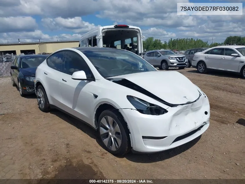 2024 Tesla Model Y VIN: 7SAYGDED7RF030082 Lot: 40142375