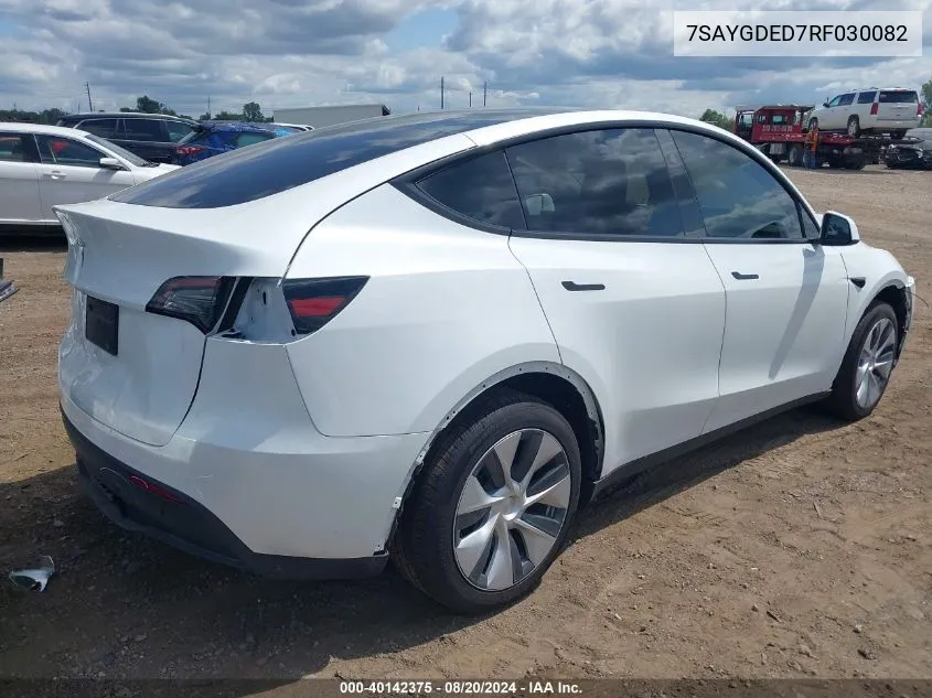 2024 Tesla Model Y VIN: 7SAYGDED7RF030082 Lot: 40142375