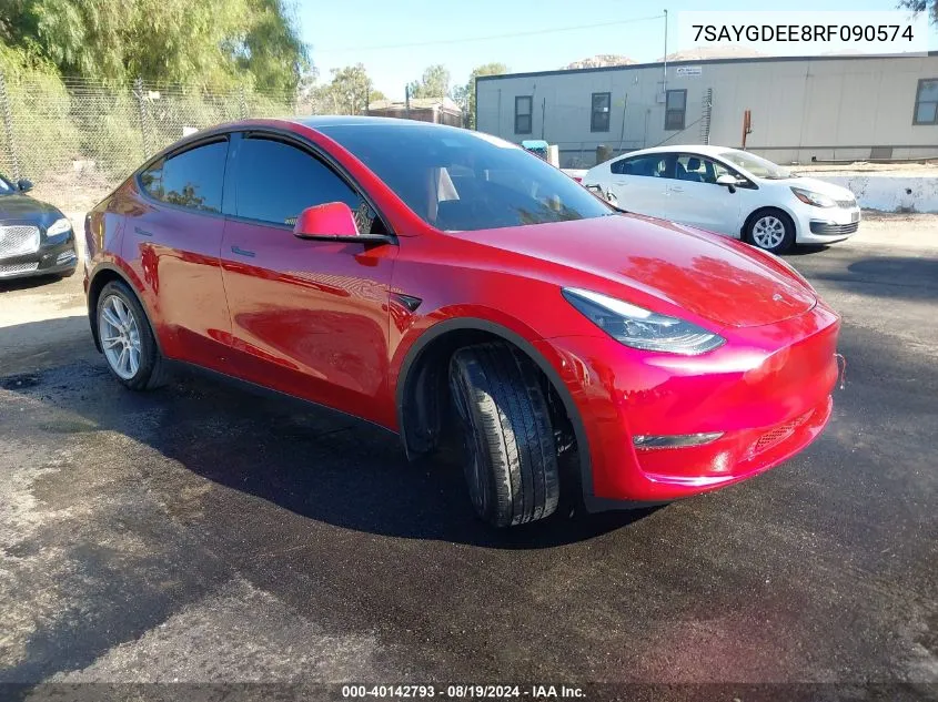 2024 Tesla Model Y Long Range Dual Motor All-Wheel Drive VIN: 7SAYGDEE8RF090574 Lot: 40142793