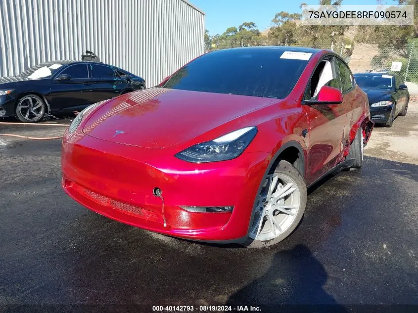 2024 Tesla Model Y Long Range Dual Motor All-Wheel Drive VIN: 7SAYGDEE8RF090574 Lot: 40142793