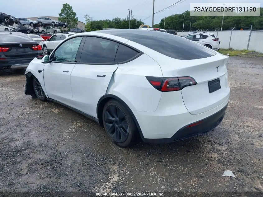 7SAYGDED0RF131190 2024 Tesla Model Y Long Range Dual Motor All-Wheel Drive/Rwd