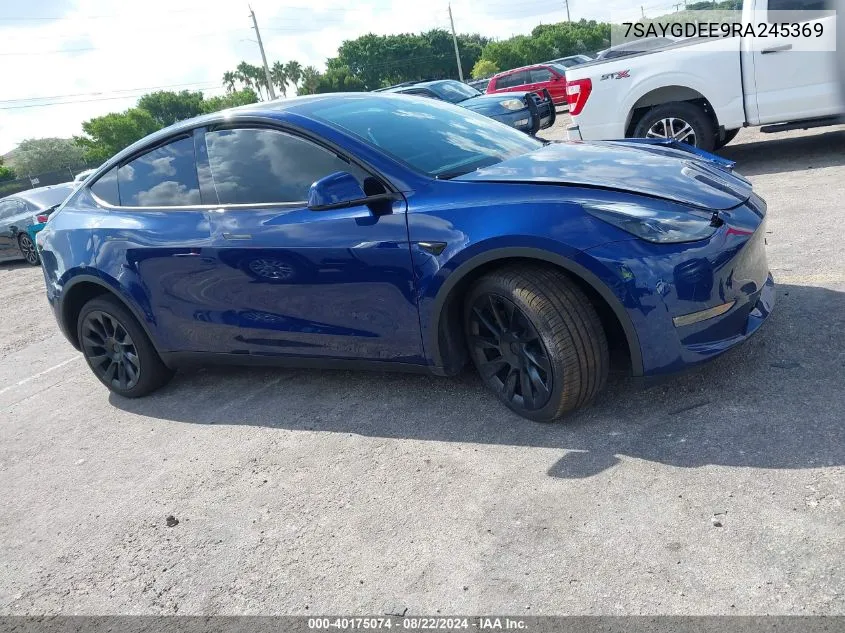 2024 Tesla Model Y Long Range Dual Motor All-Wheel Drive VIN: 7SAYGDEE9RA245369 Lot: 40175074