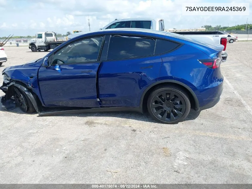 2024 Tesla Model Y Long Range Dual Motor All-Wheel Drive VIN: 7SAYGDEE9RA245369 Lot: 40175074