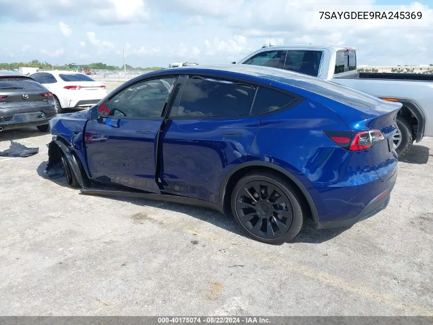 2024 Tesla Model Y Long Range Dual Motor All-Wheel Drive VIN: 7SAYGDEE9RA245369 Lot: 40175074