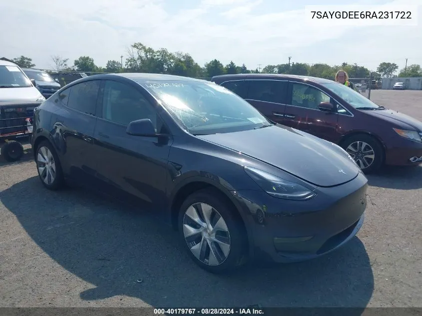 2024 Tesla Model Y Long Range Dual Motor All-Wheel Drive VIN: 7SAYGDEE6RA231722 Lot: 40179767