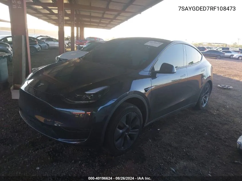 2024 Tesla Model Y Long Range Dual Motor All-Wheel Drive/Rwd VIN: 7SAYGDED7RF108473 Lot: 40196624