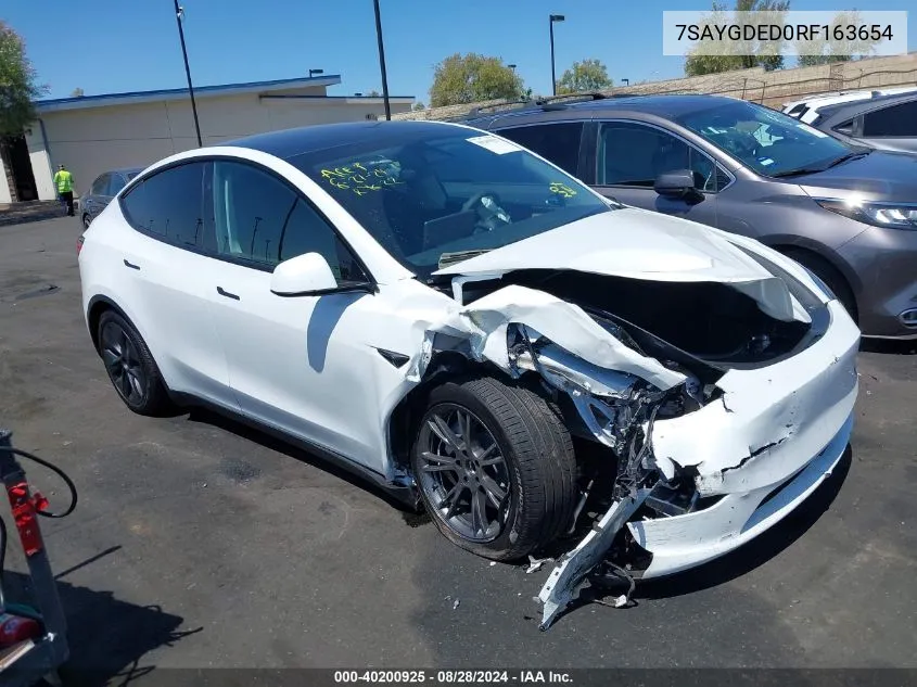 2024 Tesla Model Y Long Range Dual Motor All-Wheel Drive/Rwd VIN: 7SAYGDED0RF163654 Lot: 40200925