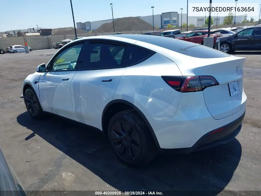 2024 Tesla Model Y Long Range Dual Motor All-Wheel Drive/Rwd VIN: 7SAYGDED0RF163654 Lot: 40200925