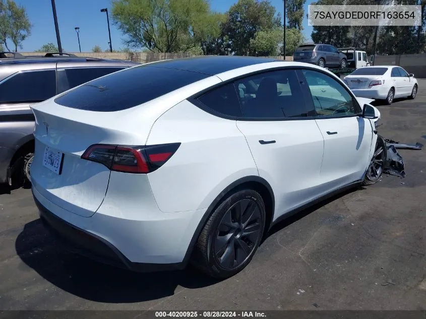 2024 Tesla Model Y Long Range Dual Motor All-Wheel Drive/Rwd VIN: 7SAYGDED0RF163654 Lot: 40200925