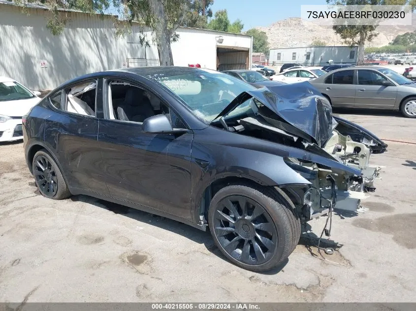 2024 Tesla Model Y Long Range Dual Motor All-Wheel Drive VIN: 7SAYGAEE8RF030230 Lot: 40215505