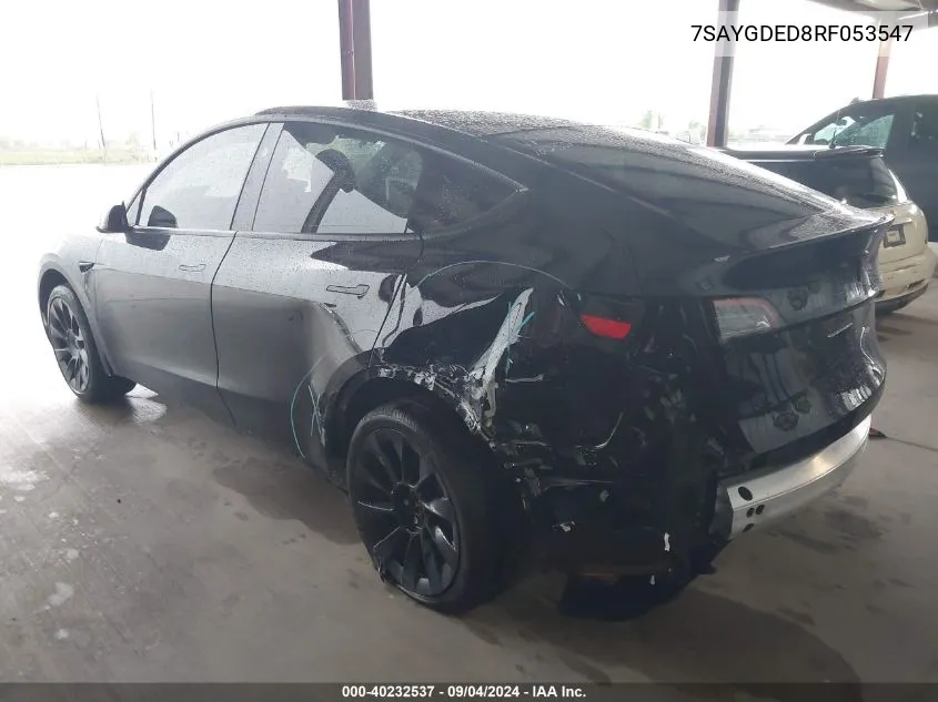 2024 Tesla Model Y Long Range Dual Motor All-Wheel Drive/Rwd VIN: 7SAYGDED8RF053547 Lot: 40232537