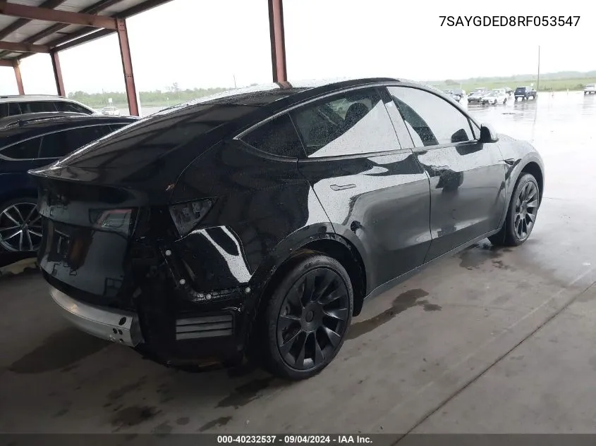 2024 Tesla Model Y Long Range Dual Motor All-Wheel Drive/Rwd VIN: 7SAYGDED8RF053547 Lot: 40232537