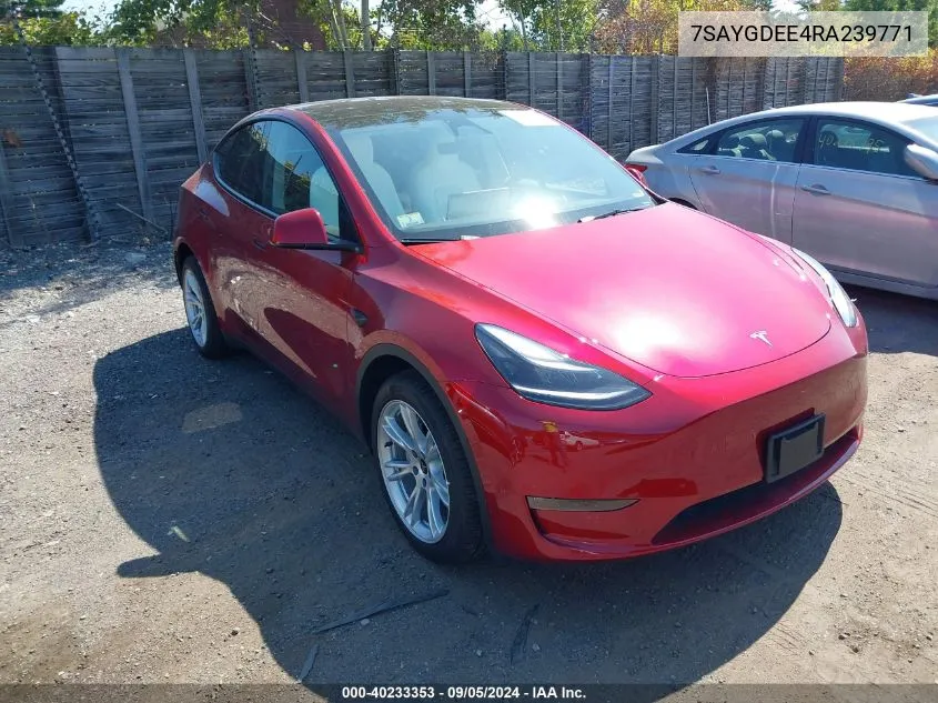 2024 Tesla Model Y Long Range Dual Motor All-Wheel Drive VIN: 7SAYGDEE4RA239771 Lot: 40233353