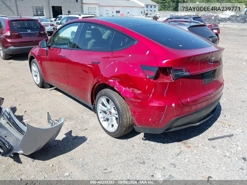 2024 Tesla Model Y Long Range Dual Motor All-Wheel Drive VIN: 7SAYGDEE4RA239771 Lot: 40233353