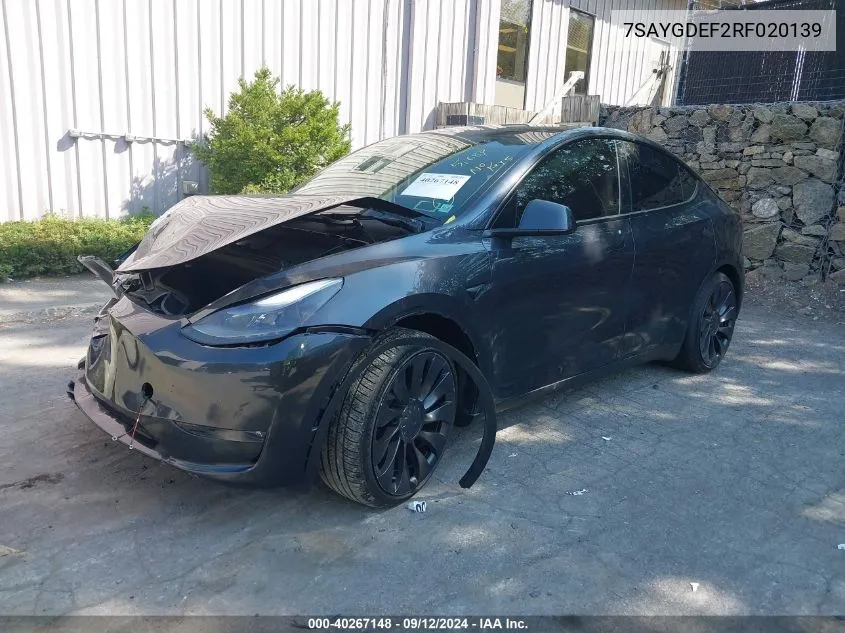 7SAYGDEF2RF020139 2024 Tesla Model Y Performance Dual Motor All-Wheel Drive