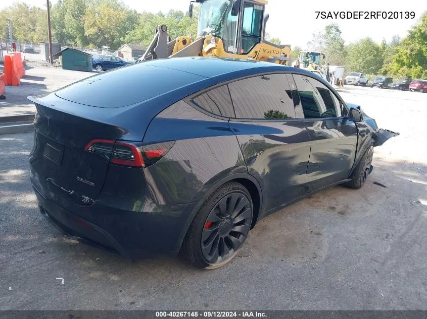 7SAYGDEF2RF020139 2024 Tesla Model Y Performance Dual Motor All-Wheel Drive