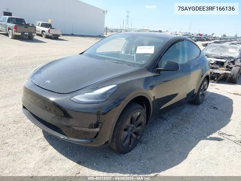 2024 Tesla Model Y VIN: 7SAYGDEE3RF166136 Lot: 40275307