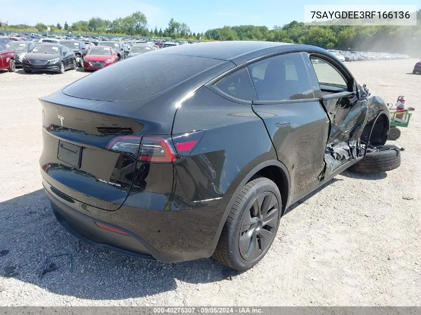 2024 Tesla Model Y VIN: 7SAYGDEE3RF166136 Lot: 40275307