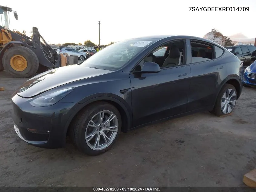 2024 Tesla Model Y Long Range Dual Motor All-Wheel Drive VIN: 7SAYGDEEXRF014709 Lot: 40278269