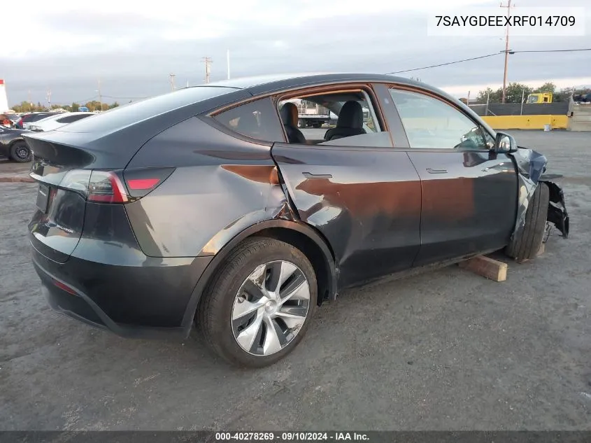 2024 Tesla Model Y Long Range Dual Motor All-Wheel Drive VIN: 7SAYGDEEXRF014709 Lot: 40278269