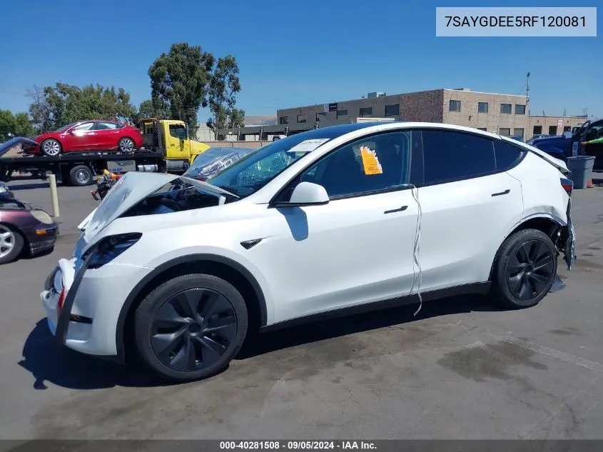 2024 Tesla Model Y Long Range Dual Motor All-Wheel Drive VIN: 7SAYGDEE5RF120081 Lot: 40281508