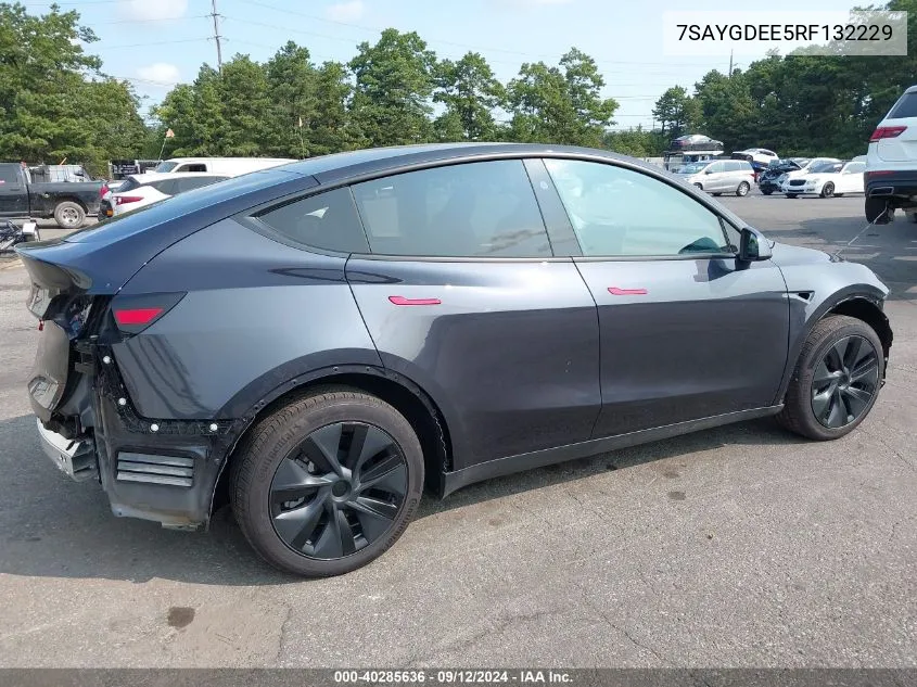 2024 Tesla Model Y Long Range Dual Motor All-Wheel Drive VIN: 7SAYGDEE5RF132229 Lot: 40285636