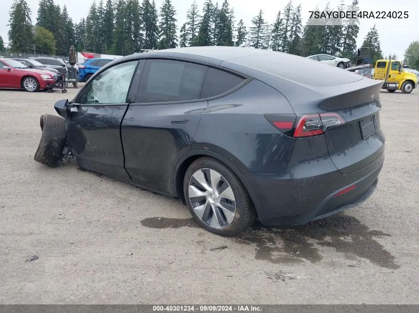 2024 Tesla Model Y Long Range Dual Motor All-Wheel Drive VIN: 7SAYGDEE4RA224025 Lot: 40301234