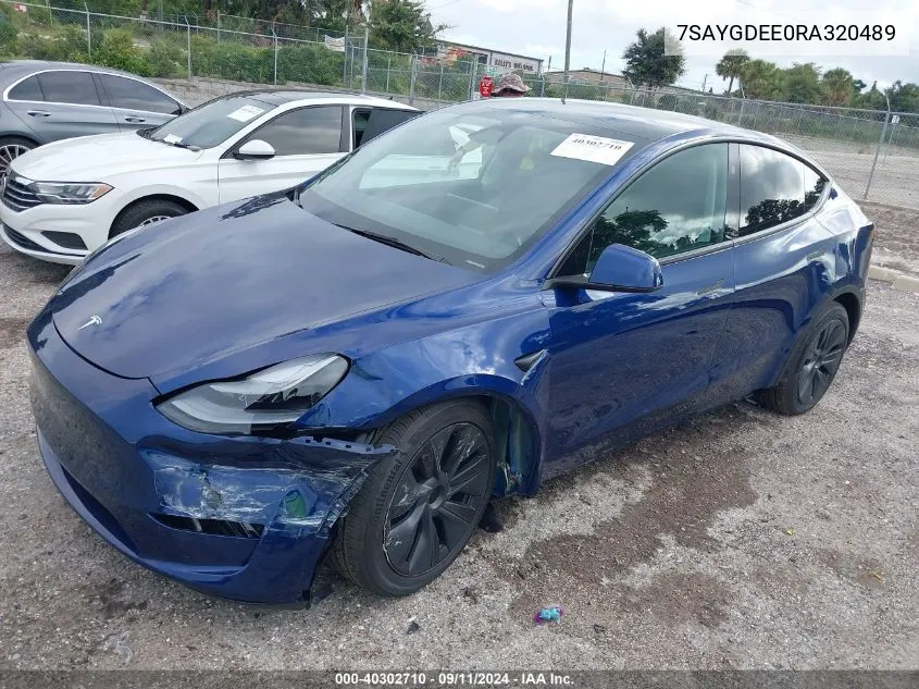 2024 Tesla Model Y VIN: 7SAYGDEE0RA320489 Lot: 40302710