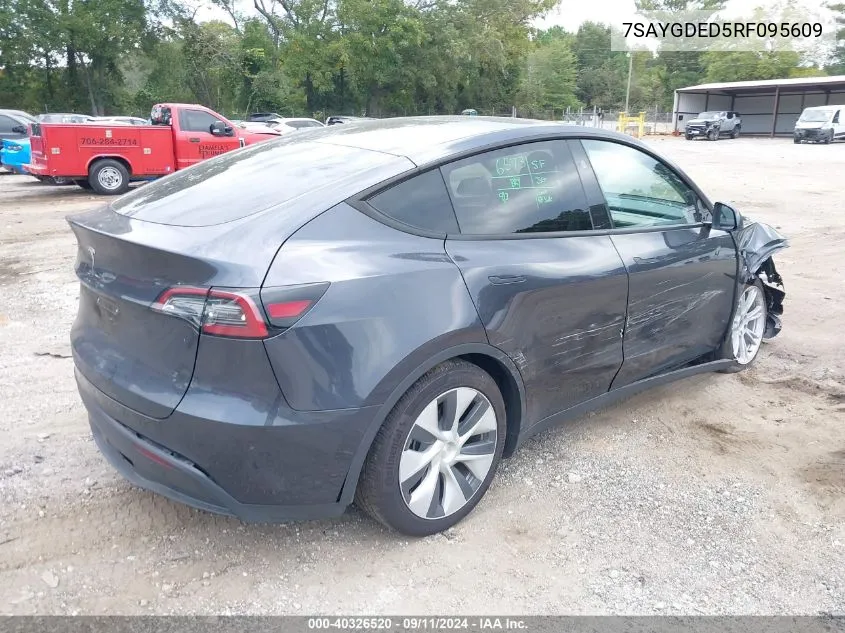 2024 Tesla Model Y Long Range Dual Motor All-Wheel Drive/Rwd VIN: 7SAYGDED5RF095609 Lot: 40326520